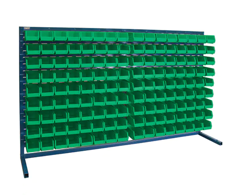 Louvered Shelving with Bins, 144 Bins, 72" W x 15" D x 40" H 
