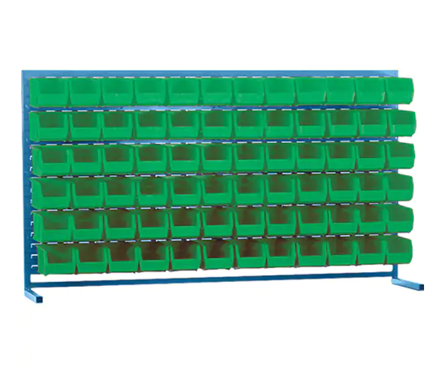 Louvered Shelving with Bins, 72 Bins, 72" W x 15" D x 40" H 