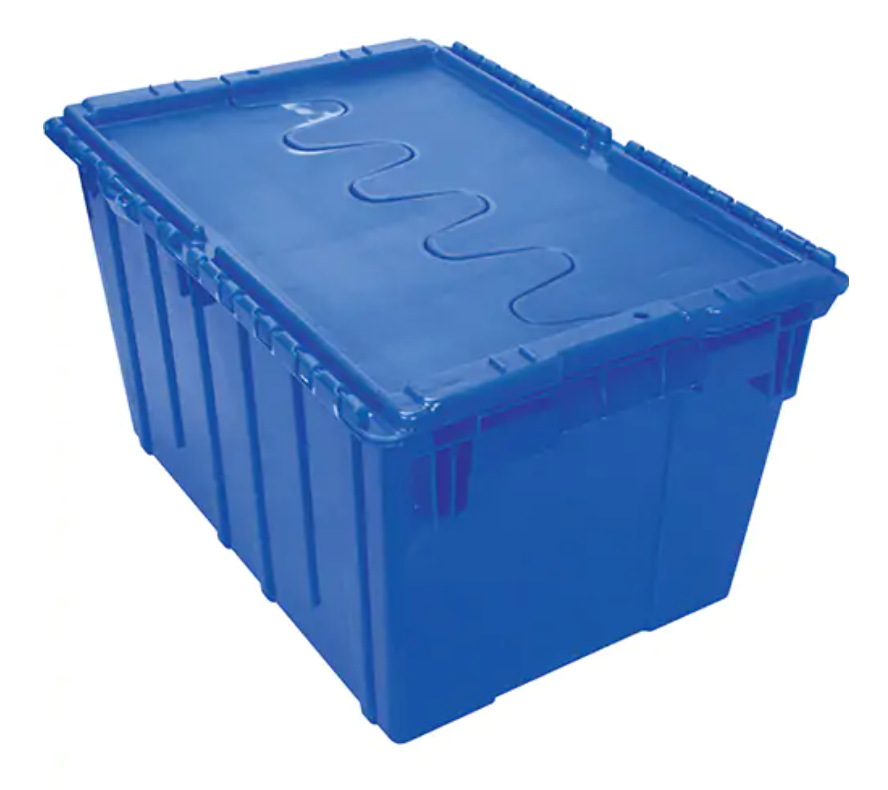 Contenant de distribution en plastique avec dessus basculant, 21,65" x 15,5" x 12,5"