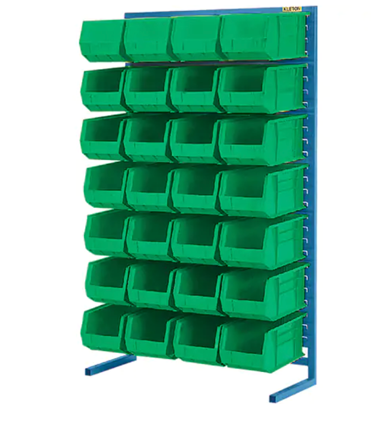 Support stationnaire pour bacs à un côté, 36" la x 12" p x 61" h, 28 bacs