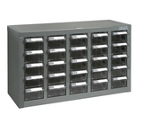 Casiers pour pièces KPC-600 en acier galvanisé avec tiroirs robustes et étiquettes protégées pour rangement optimisé.