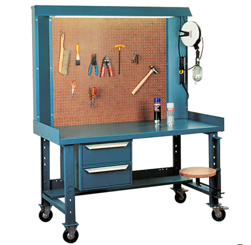 Maxi-Bench Workstation, Steel/Wood Surface, 60" W x 30" D x 76" H 