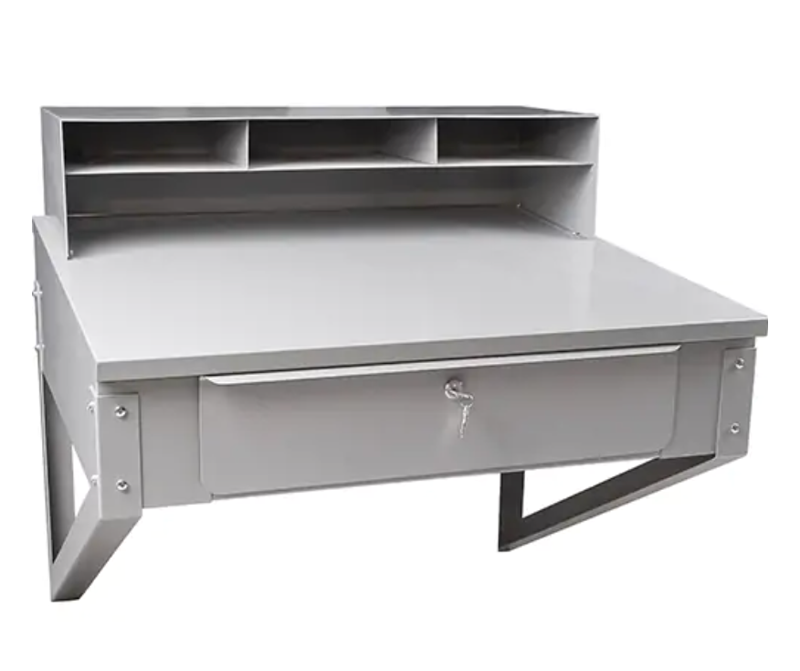Wall-mounted workshop desk, 34-1/2" W x 28" D x 31" H, Gray 