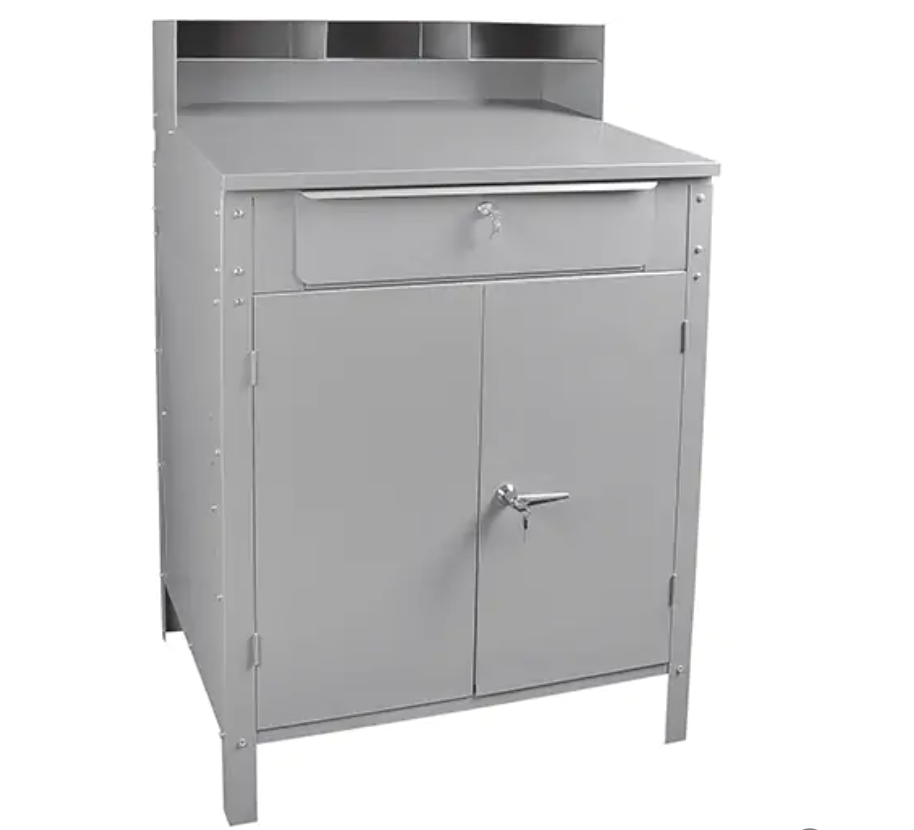 Cabinet Style Workshop Desk, 34-1/2" W x 30" D x 53" H, Gray 