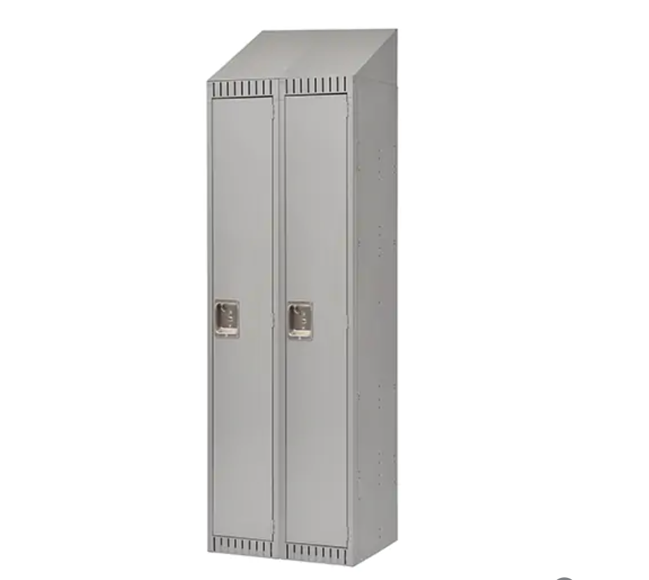 Casiers, 12" x 18" x 82", Acier, Gris, Démonté avec portes à panneaux doubles et poignées pour cadenas en acier inoxydable.