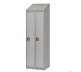 Casiers, 12" x 18" x 82", Acier, Gris, Démonté avec portes à panneaux doubles et poignées pour cadenas en acier inoxydable.