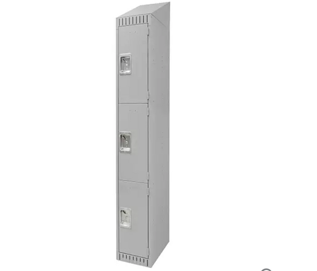 Casiers, 3 niveaux, Acier, Gris, Démonté avec poignées inox et loquets magnétiques pour organisation sécurisée.