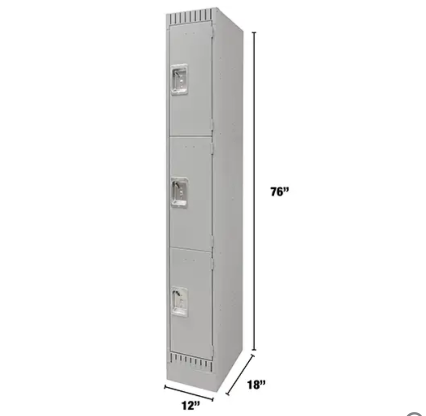 Lockers, 3 levels, Steel, Grey, Disassembled
