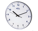 12/24 Hour Clock, Analog, Battery Operated, 12", Silver 