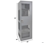 Casier pour équipement avec porte, Acier, 24" la x 18" p x 72" h, Gris avec porte ventilée et serrure sécurisée.