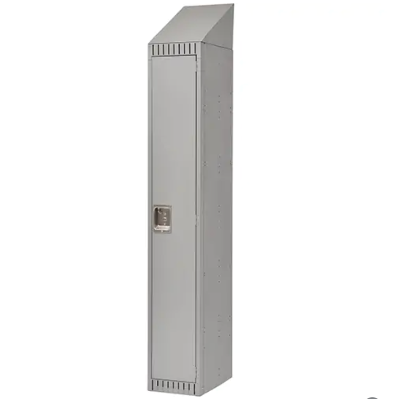 Casiers assemblés, Acier, Gris, Rivet (assemblé) avec porte en acier gris, poignée en retrait et loquet magnétique solide.