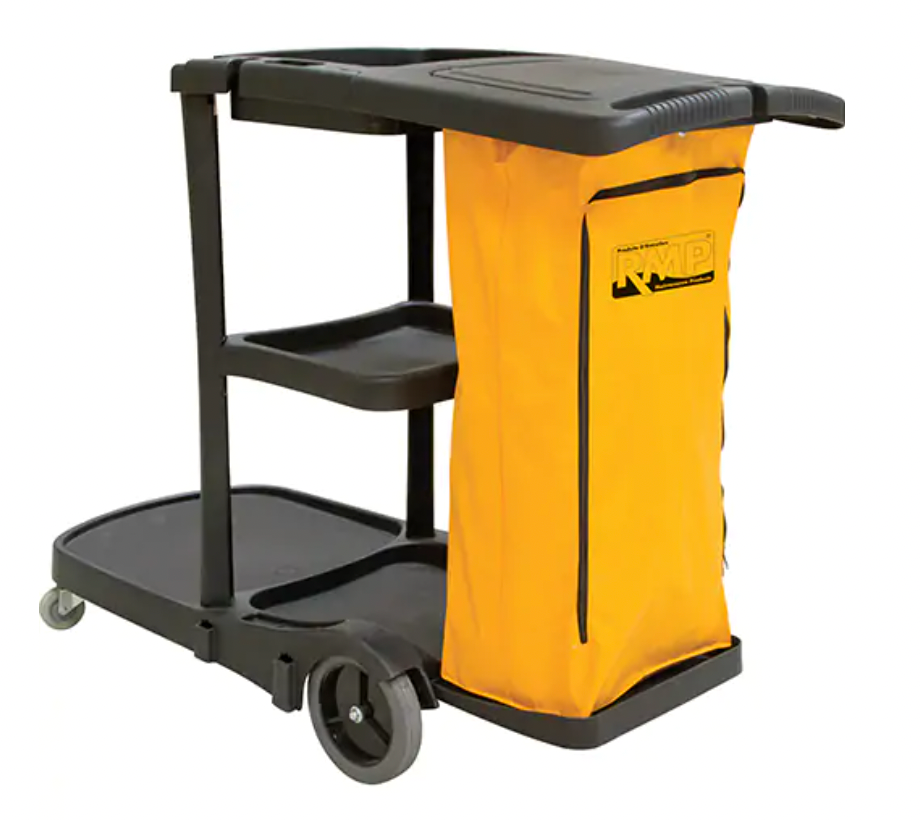 Janitor Cleaning Cart, 51" x 20" x 38", Plastic, Black 