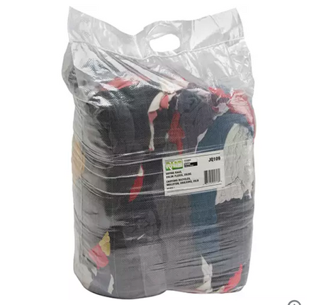 Chiffons fabriqués à partir de matériaux recyclés, Molleton, Mélange de couleurs, 25 lb dans sac plastique compressé étanche.