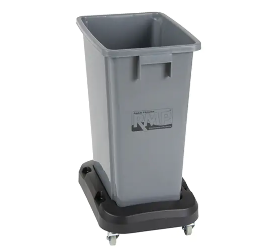 Socle roulant pour contenant à déchets & à recyclage, Polypropylène, Noir, Convient aux contenants