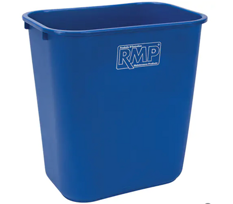 Contenant de recyclage, De bureau, Polyéthylène bleu compact et durable, idéal pour triage quotidien au bureau.