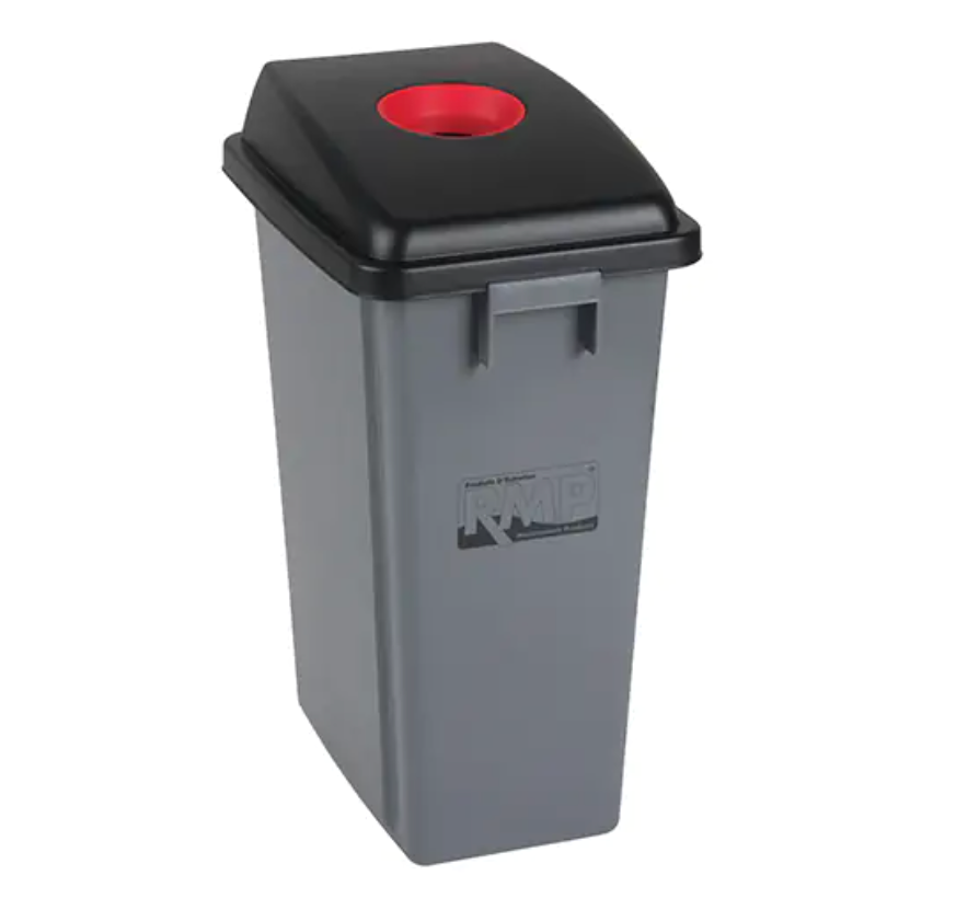 Bac à déchets et de recyclage avec couvercle de classification, Plastique, 16 gal. US