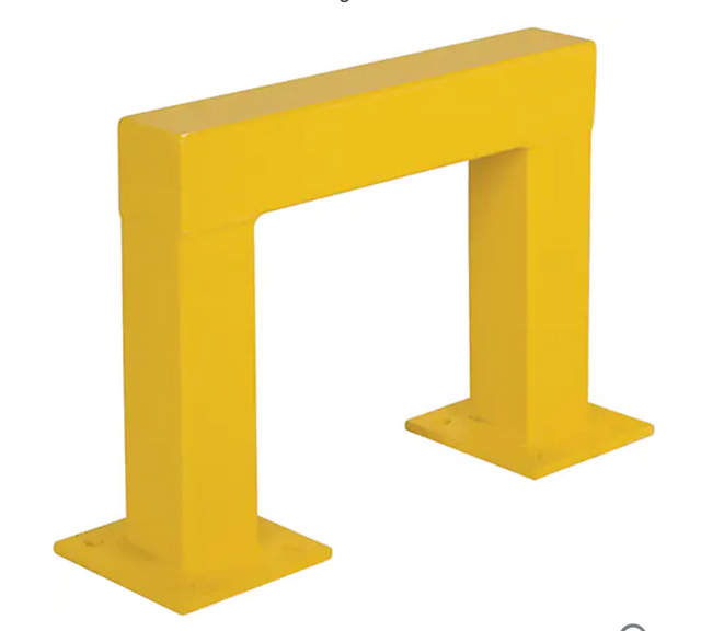 Barrières de sécurité, 4' la x 1,5' h, Jaune, protecteur en acier peint pour sécurité d'entrepôt.