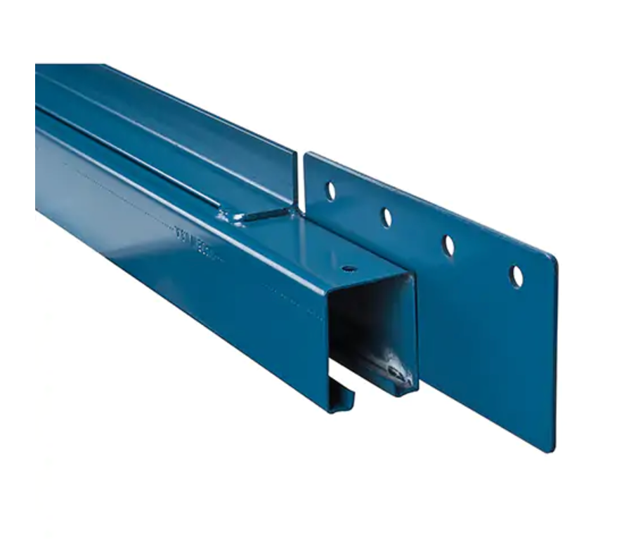 Composantes pour partitions & cloisons grillagées - Quincaillerie acier bleu pour porte coulissante robuste.