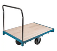Chariot à plateforme robuste 48" x 30" avec cadre bleu, poignée chromée, roues nylon, capacité 2500 lb.