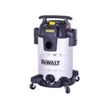 Aspirateur eau et poussière DeWalt en acier inoxydable sur roulettes