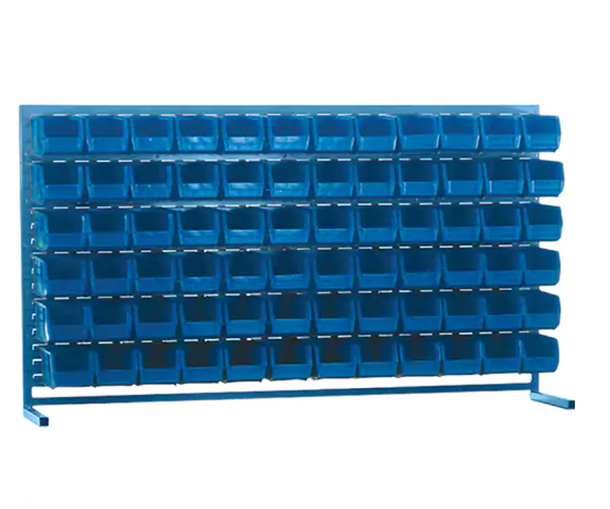Louvered Shelving with Bins, 72 Bins, 72" W x 15" D x 40" H 