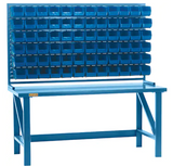 Louvered Shelving with Bins, 72 Bins, 72" W x 15" D x 40" H 