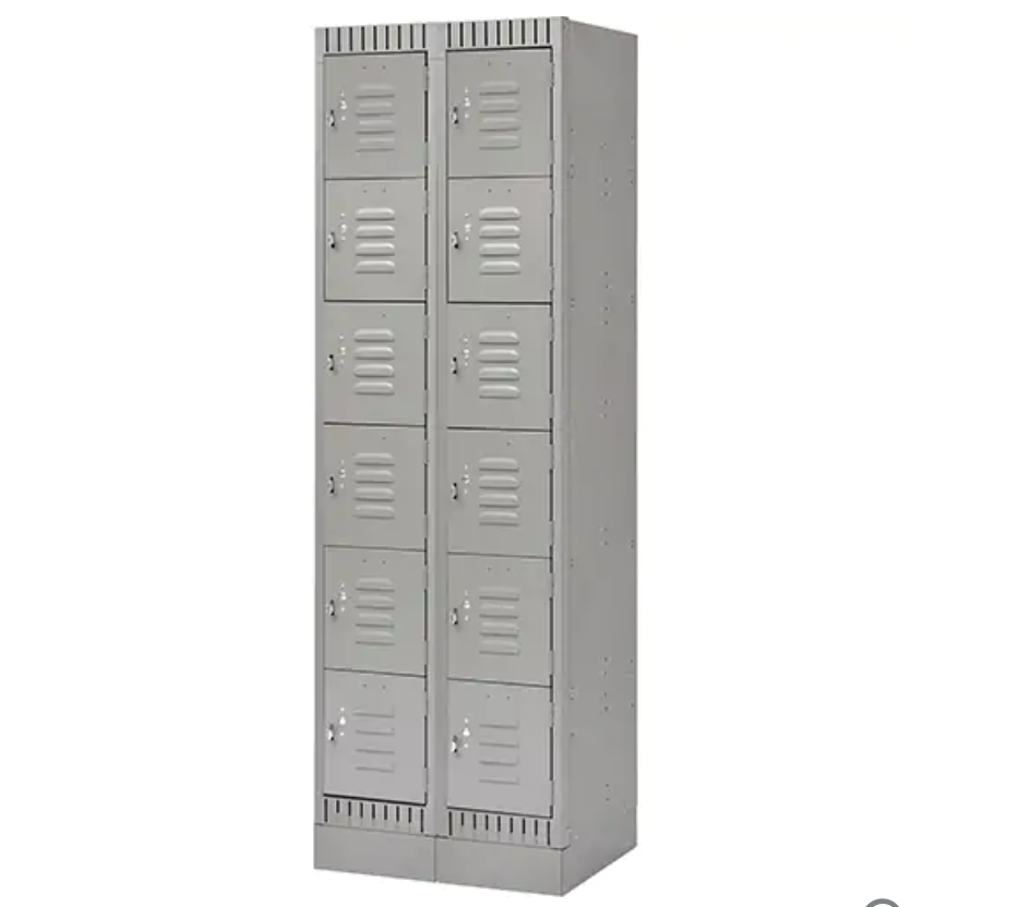 Casiers, (MRAV1) niveaux, Acier, Gris, Démonté avec portes à panneaux doubles et poignées pour cadenas en acier inoxydable.