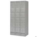 Casiers, (MRAV1) niveaux, Acier, Gris, Démonté avec portes à panneaux doubles et poignées pour cadenas en acier inoxydable.