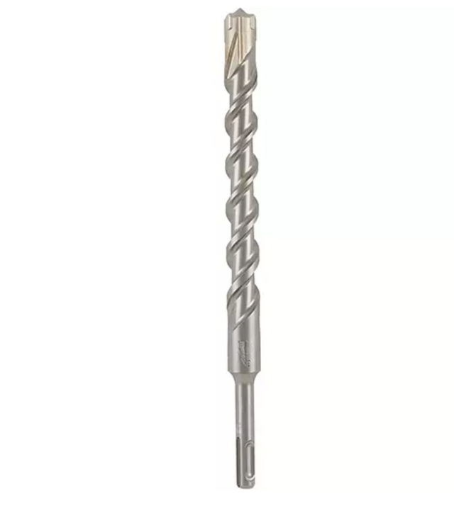 Foret SDS-plus avec pointe en carbure et spirale renforcée, conçu pour le perçage rapide et précis dans le béton, la maçonnerie et la pierre.