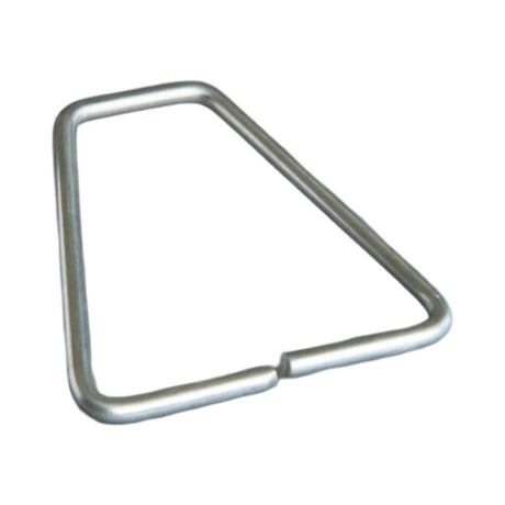 Étrier simple en fil métallique galvanisé, de forme triangulaire arrondie, conçu pour s’insérer dans une plaque d’ancrage ajustable en maçonnerie.