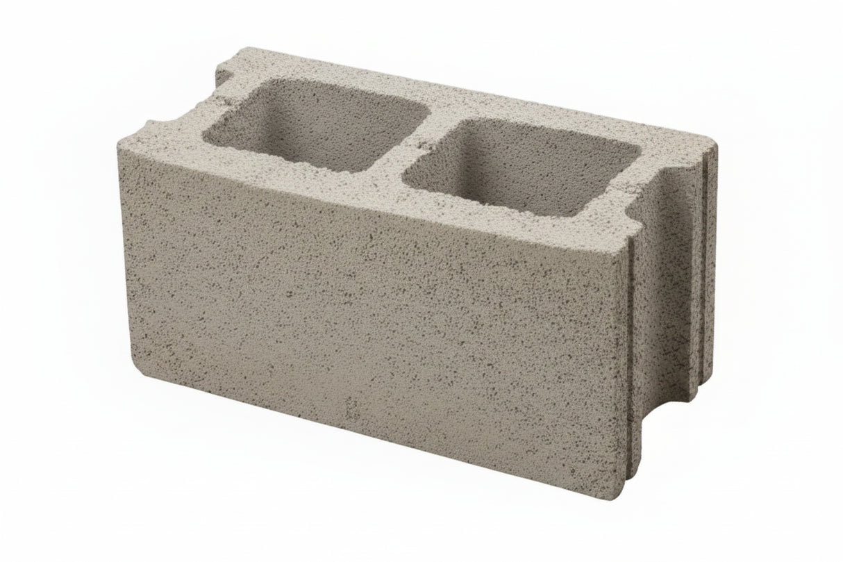 Bloc de béton gris standard à deux alvéoles