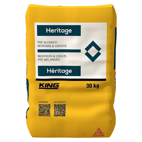 Sac jaune de 30 kg de mortier et coulis prémélangés King Heritage de Sika