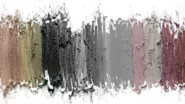 Coloured mortar smears in shades of brown, green, grey, black and pink