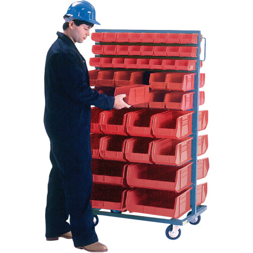 Support mobile deux côtés pour bacs, À deux côtés, 96 bacs, 36" la x 24" p x 63" h - CB090
