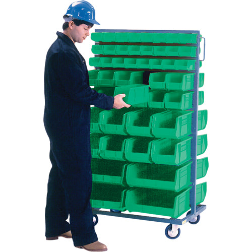 Support mobile deux côtés pour bacs, À deux côtés, 96 bacs, 36" la x 24" p x 63" h - CB683