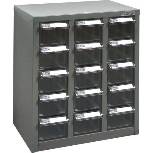 Casiers pour pièces KPC-500, Acier, 15 tiroirs, 14" x 8-2/3" x 16-1/3", Gris - CF304