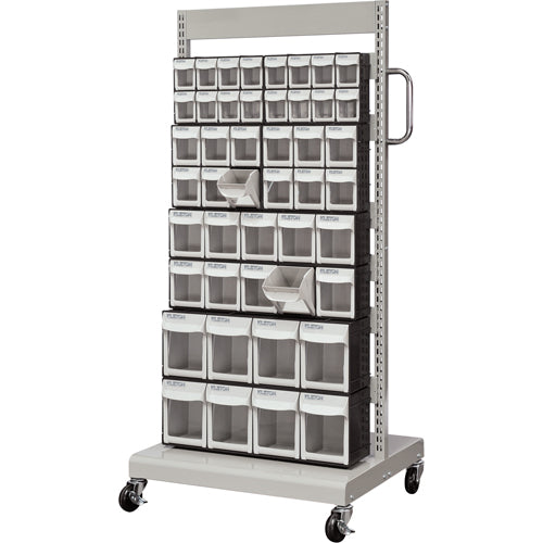 Servante mobile de bacs à plateaux inclinables, À un côté, 46 bacs, 26-1/4" la x 22" p x 57-1/2" h - CF477