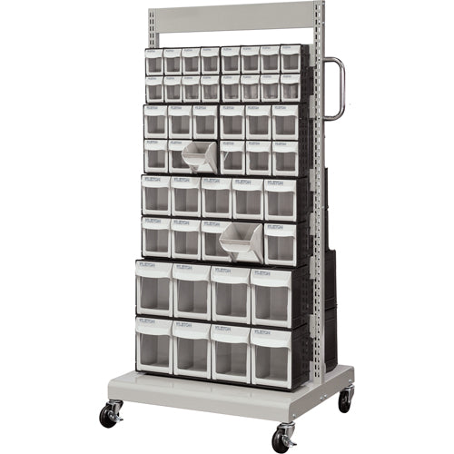 Servante mobile de bacs à plateaux inclinables, À deux côtés, 92 bacs, 26-1/4" la x 22" p x 57-1/2" h - CF478
