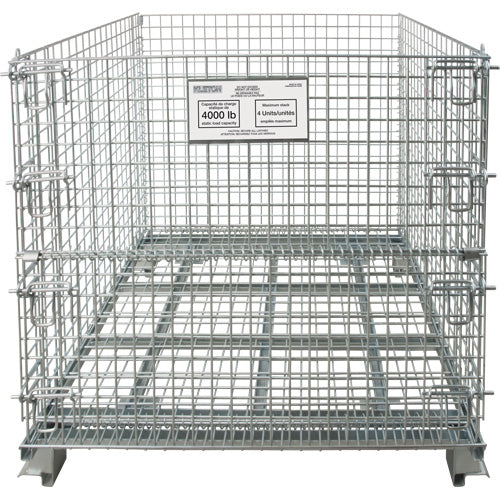 Conteneur repliable en métal grillagé, 40" la x 48" p x 42" h, Capacité de 4000 lb - CG021