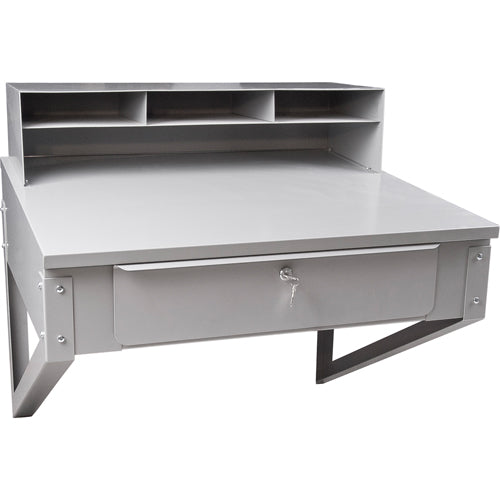 Wall-mounted workshop desk, 34-1/2" W x 28" D x 31" H, Gray - FI518