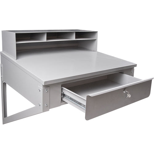 Wall-mounted workshop desk, 34-1/2" W x 28" D x 31" H, Gray - FI518