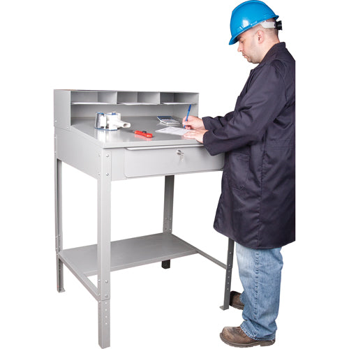 Open Workshop Desk, 34-1/2" W x 30" D x 53" H, Gray - FI519