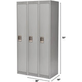 Casiers, Bloc de 3, 36" x 18" x 72", Acier, Gris, Démonté - FL364