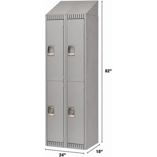 Casiers, 2 niveaux, Bloc de 2, 24" x 18" x 82", Acier, Gris, Démonté - FL385