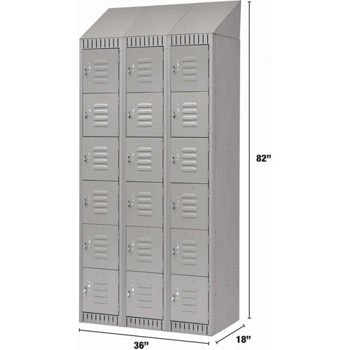 Casiers, 6 niveaux, Bloc de 3, 36" x 18" x 82", Acier, Gris, Démonté - FL390