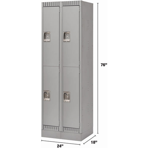 Casiers, 2 niveaux, Bloc de 2, 24" x 18" x 76", Acier, Gris, Démonté - FL397