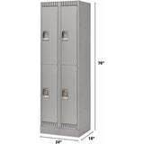 Casiers, 2 niveaux, Bloc de 2, 24" x 18" x 76", Acier, Gris, Démonté - FL397