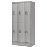 Casiers, 2 niveaux, Bloc de 3, 36" x 18" x 76", Acier, Gris, Démonté - FL398