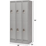 Casiers, 2 niveaux, Bloc de 3, 36" x 18" x 76", Acier, Gris, Démonté - FL398