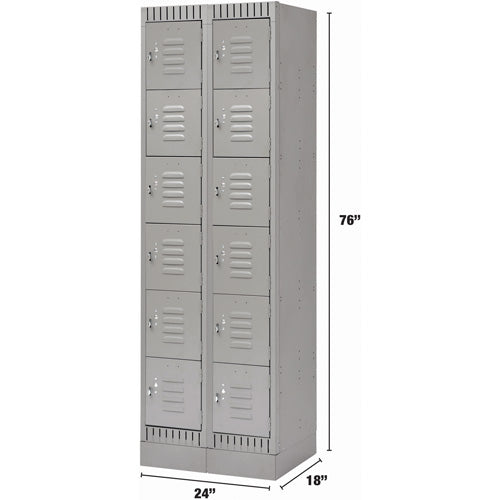 Casiers, 6 niveaux, Acier, Démonté, Module de rangement industriel pour vestiaires